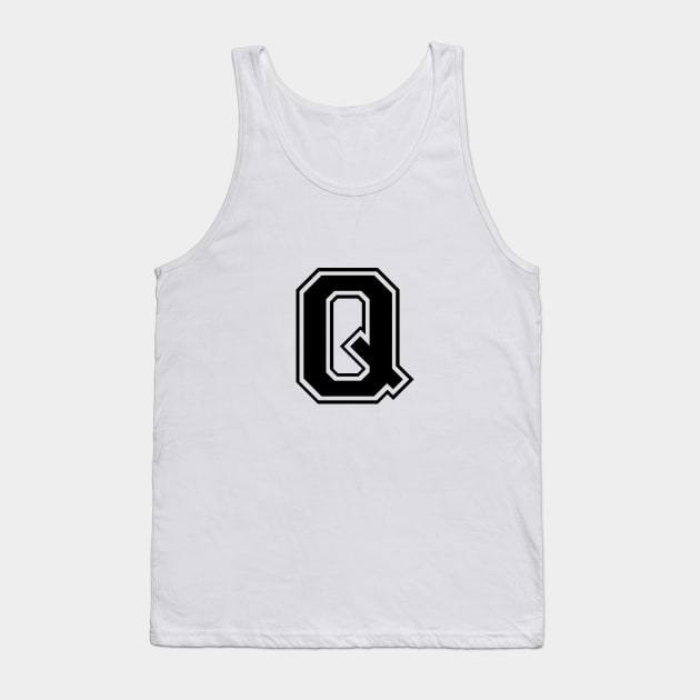 Initial Letter Q - Varsity Style Design - Black text Tank Top by Hotshots